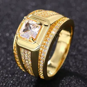 Best-selling men's ring, square design, with gemstone.