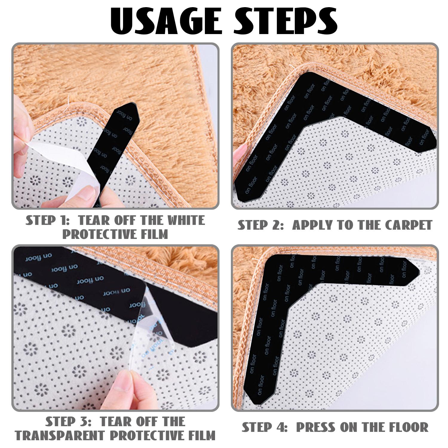 8Pack Non-slip Carpet Stickers, Non-slip Area Rug Stickerfor Rugs, Sofa, Car Seat, Tablecloth, Bathroom, Living Room