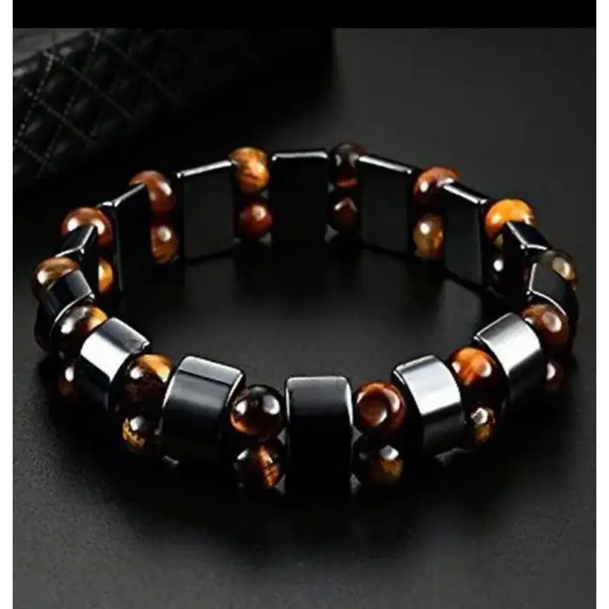 Magnetic Hematite Tiger Eye Wellness & Protection Bracelet, Magnetic Therapy Jewelry, Natural Stone Couple Bracelet, Grounding Jewelry, Confidence Boost Bracelet, Energy Bracelet for Men's&Women's Fashionable matching dainty appreciation Gift