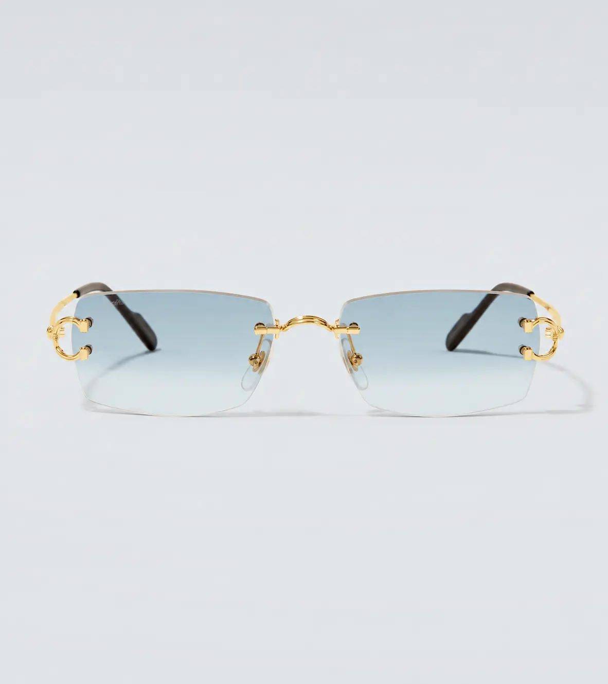 Designer Rimless Rectangular Frameless Fashion Sunglasses, Luxury