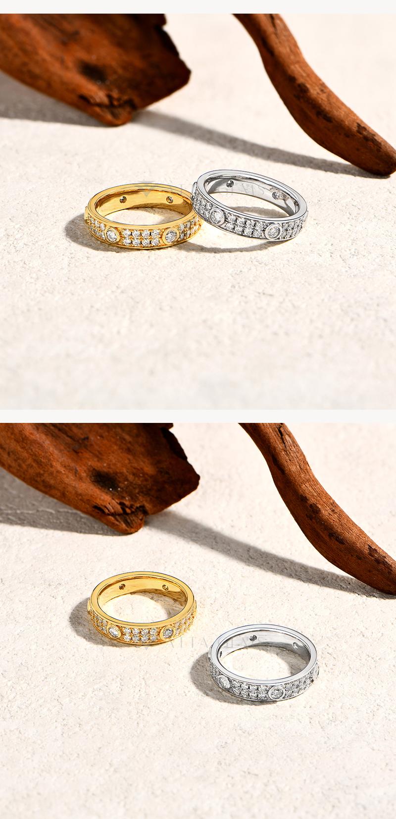 ATTAGEMS Classic Lab-Created Moissanite Ring for Women Men Unisex Real S925 Sterling Silver Engagement Wedding Band Rings for Gift Sparkling Fine Jewelry Set Party R309