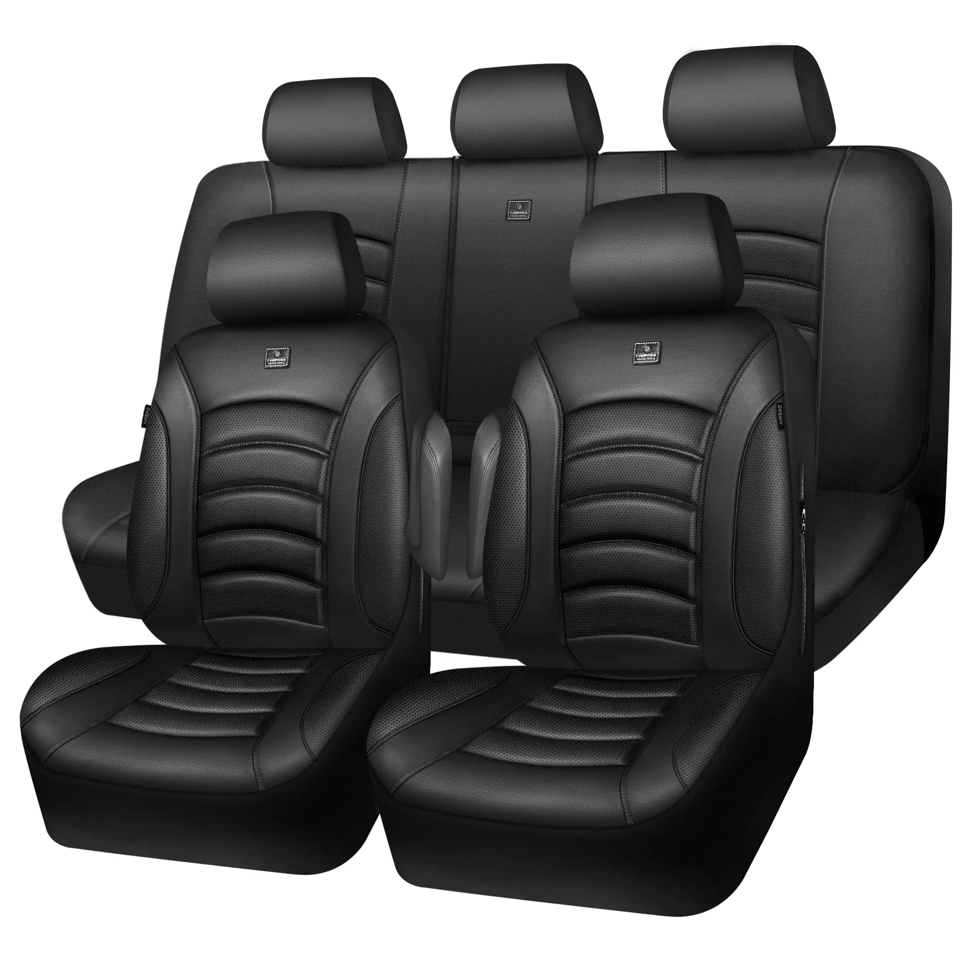 All Black 3D Foam PU Leather Car Seat Covers