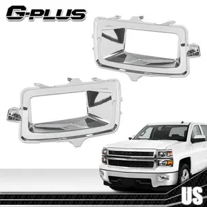RH & LH Fog Light Trim Fit For 2014 2015 Chevrolet Silverado 1500 Pair G-PLUS