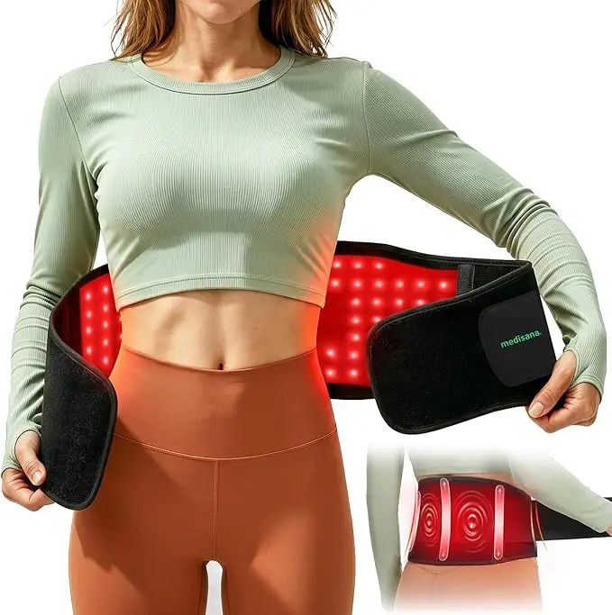Medisana Red Light Therapy for Body, Upgraded 3-in-1 Cordless Red Light Therapy Belt with 3-Mode Red Light, Vibration & Heating, Adjustable Fit 660nm/850nm Infrared Red Light Therapy for Back Pain