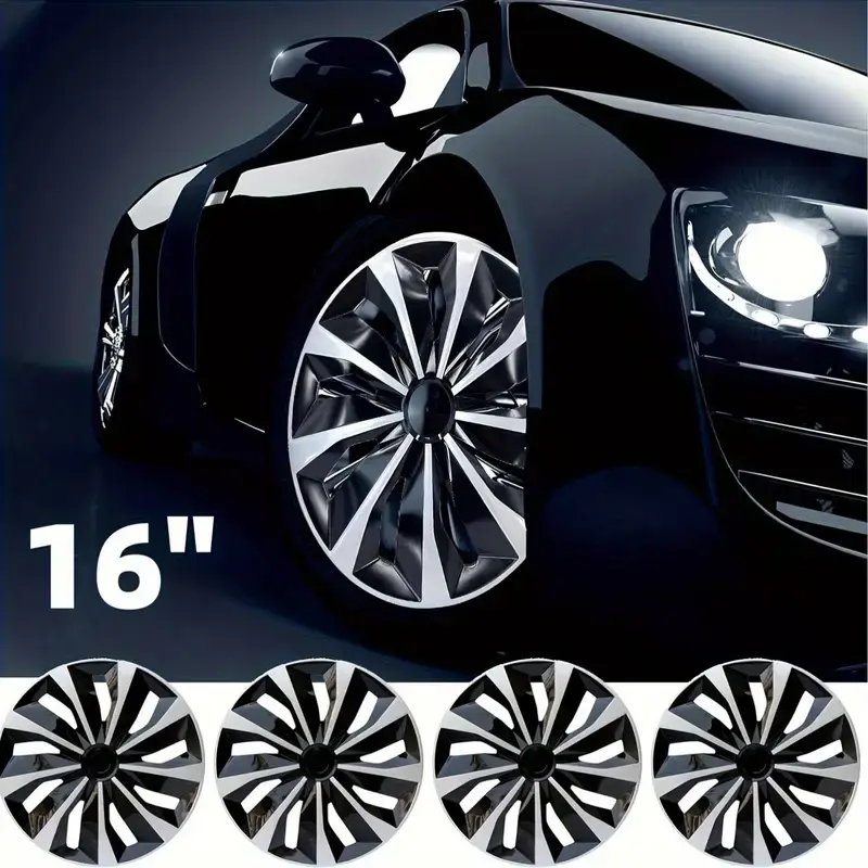 4PCS 16-inch Car Wheel Hub Caps for Iron Wheels - Durable PP Plastic, Stylish Silver, Easy to Install & Clean, Full Protection Wheel Decor,dorm decor,dorm room decor