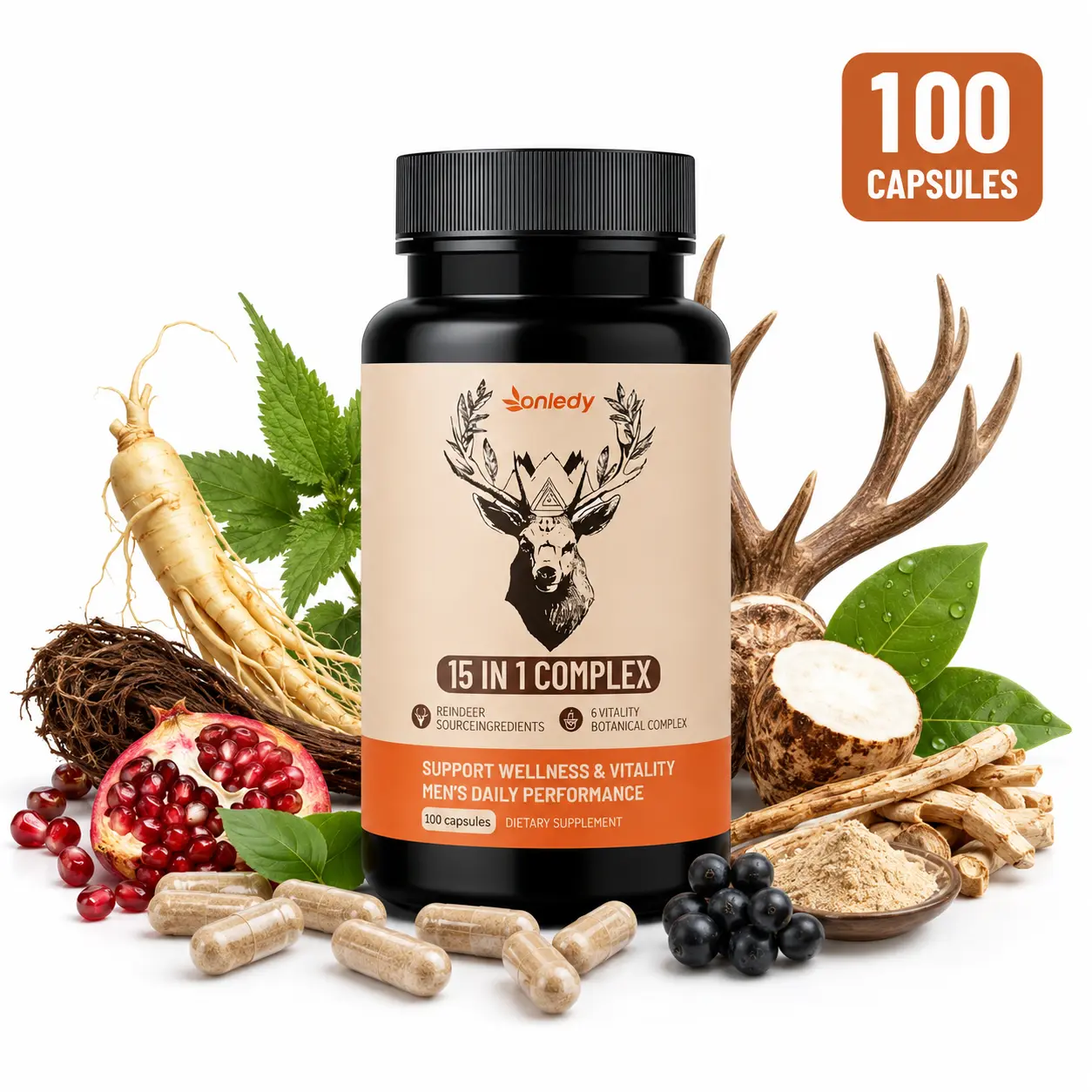 2026Arctic Herb & Reindeer Organ Blend,15-in-1 Complex Supplement for Men, Daily Support for Energy, Stamina,Circulation,Endurance & Overall Wellness  Healthcare  Natural Supplement 100 Capsules outdoorfun