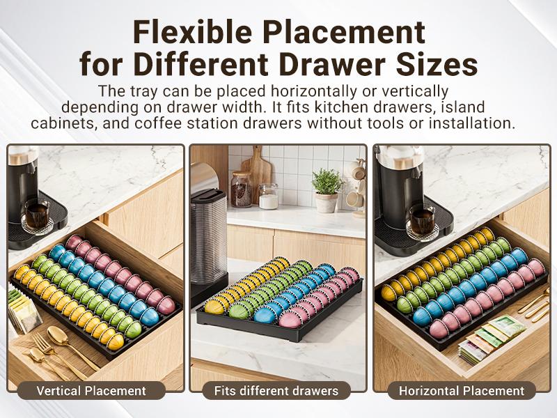 EVERIE Coffee Pod Storage Holder Coffeebar Organizer Insert Drawer Counter Compatible with Nespresso Vertuoline Capsules (NCT04)