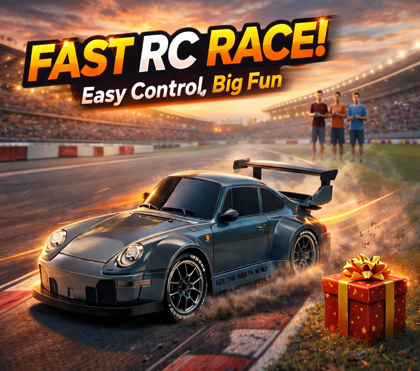 【Summerwins】1:24 Scale RC Drift Car, 4WD Racing Car With 2 Rechargeable Batteries & LED Lights, Easy Control Remote Control Car for Kids & Beginners,Compact Portable Design,Fun Indoor & Outdoor Play Gift,#Birthday gifts#gifts for kids #Toys Gift Preferred