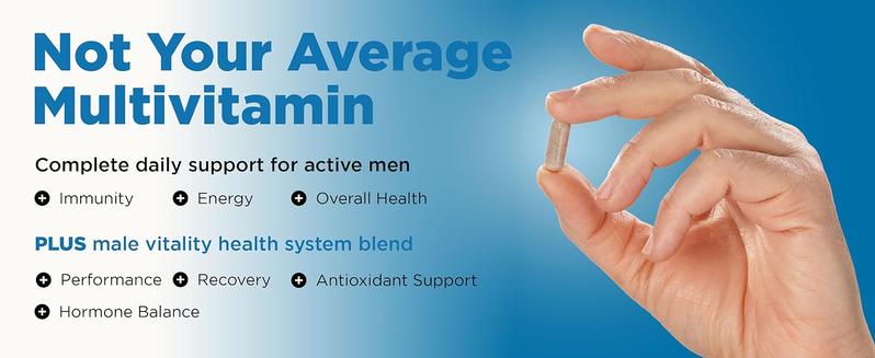 Men’s Multivitamin Performance Blend - with Maca Root, Essential Amino Acids, Ginseng & Saw Palmetto - Daily Energy, Stamina, & Performance Support - 60 Capsules