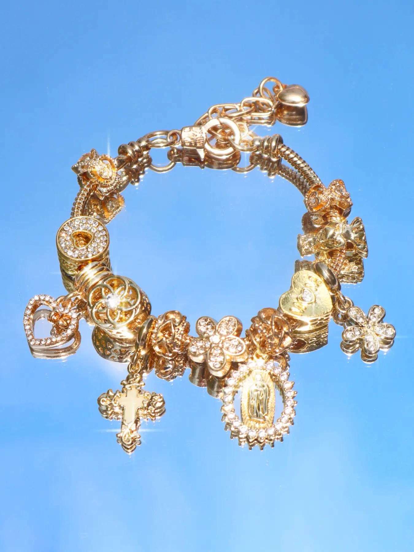 Heart Cherry Blossom Charm Bracelet, Glow-in-the-Dark Cross Bracelet, Mom Angel Cross Flower Charm High Quality Bracelet, Jewelry Bracelet, Exquisite Bracelet