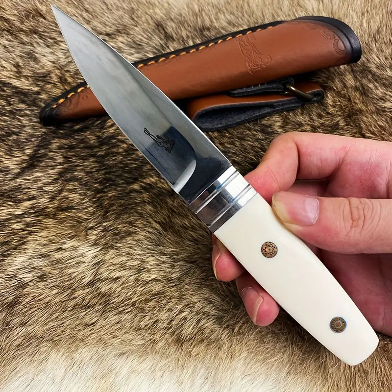 Rustproof Steel Straight Blade Knife - Ideal for Camping, Survival Adventures - Exclusive Gift for Men