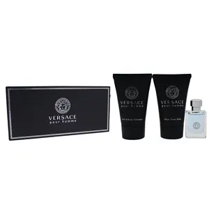 Versace Pour Homme for Men 3 Piece Mini Gift Set (0.8 Ounce Hair & Body Shampoo + 0.17 Ounce Eau de Toilette Mini + 0.8 Ounce After Shave Balm)