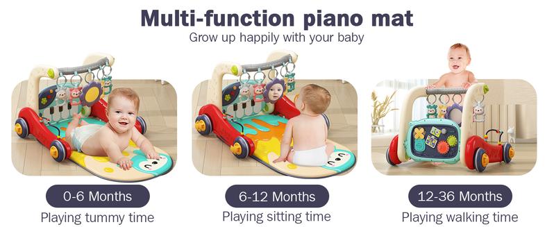 dearlomum Baby Play Mat & Gym with Play Piano Tummy Time Floor Activity Center Baby Seat Infant Walker for Newborn Toddler Boys Girls Gifts