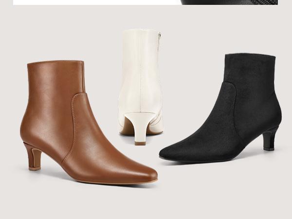 Mysoft Women's Square Toe Kitten Heel Ankle Boots, Winter Womensfashion Shoe, Comfortable Side Zipper Boots for Women, Elegant Walking Shoes, Ideal Valentine's Day Gift