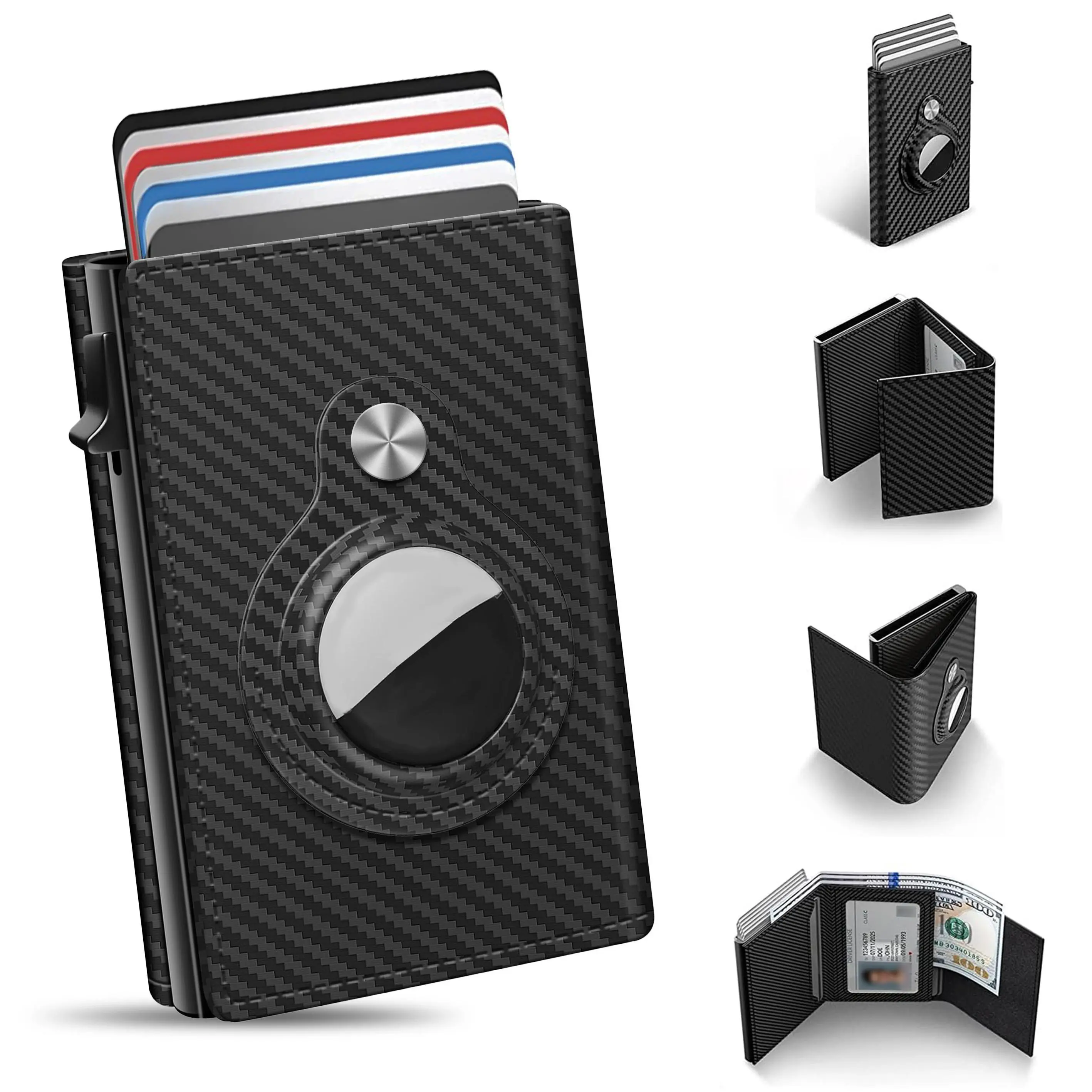 Men's Wallet Card Holder  - Portable Leather Smart Wallet, RFID Blocking, Slim, Minimalist, 6-9 Card Capacity | ID Window | Cash Slot, Card Slots Pocket, Casual Card Holder