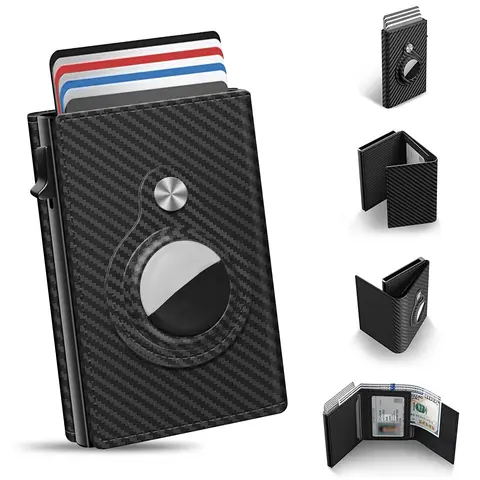 Men's Wallet Card Holder  - Portable Leather Smart Wallet, RFID Blocking, Slim, Minimalist, 6-9 Card Capacity | ID Window | Cash Slot, Card Slots Pocket, Casual Card Holder