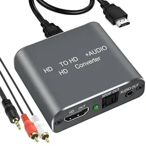 4K HDMI Audio Extractor Splitter, HDMI Audio Video Converter Adapter + Optical Toslink SPDIF + AUX 3.5mm Audio Jack Analog Audio Compatible with Fire Stick, Blu-Ray Player