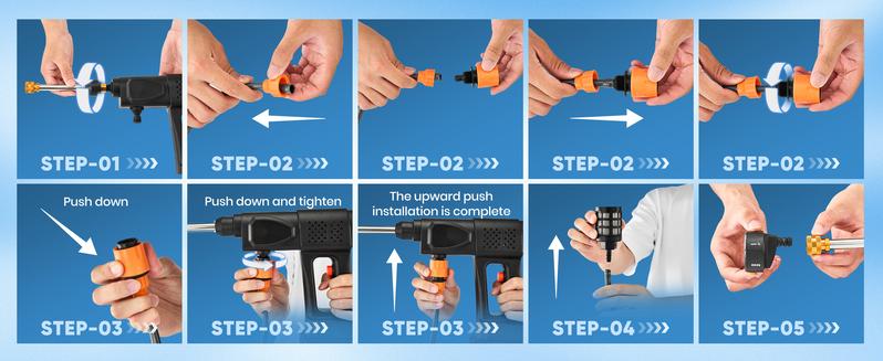 Saker Portable Cordless Pressure Washer 21V 36Bar Jet Power with 20000mAh Battery Car Floor Garden Wall 6-in-1 Adjustable Nozzle Rotating Sprinkler