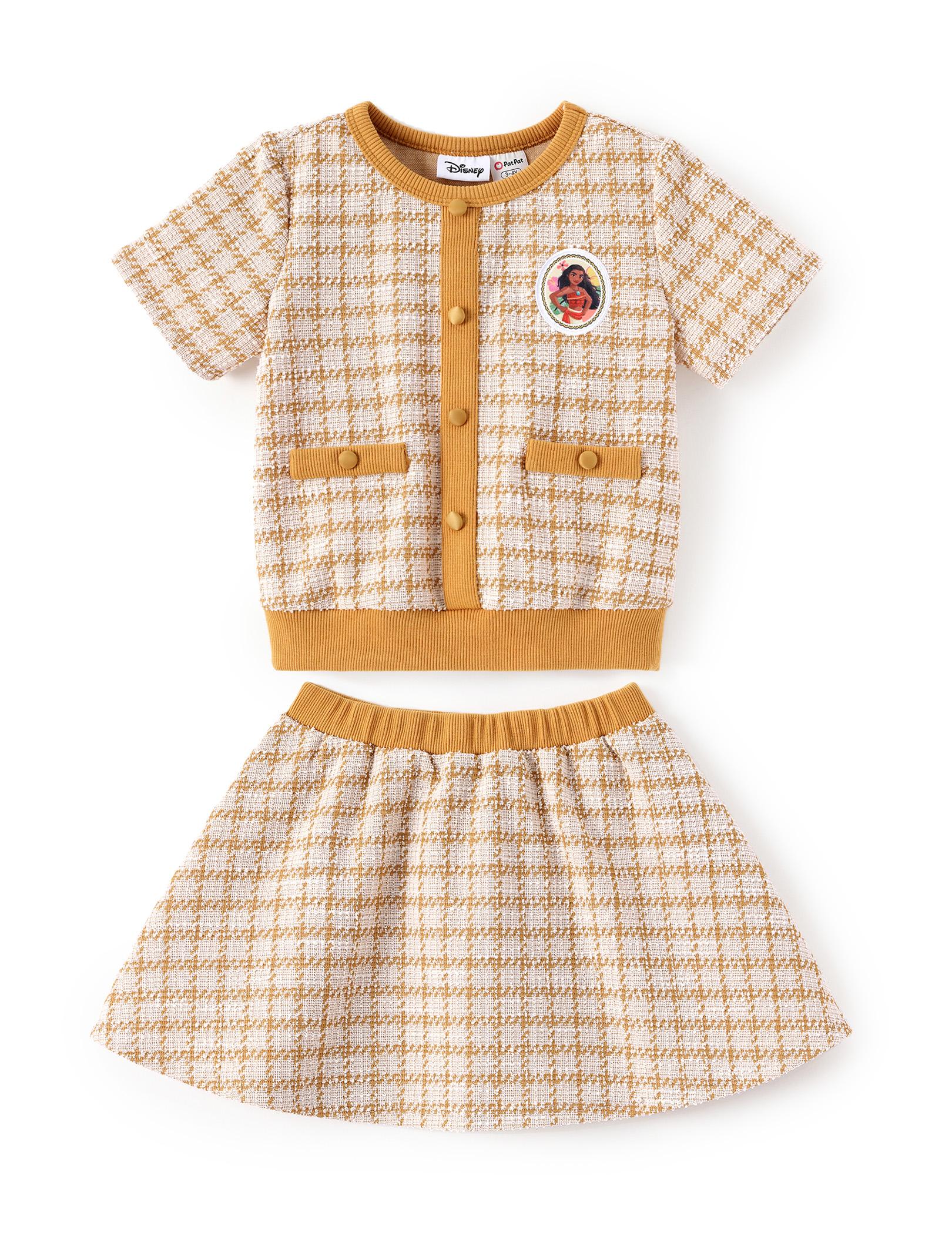 PatPat Disney Princess Ariel Little Mermaid Toddler Girls 2-Piece Pearl Button Knit Top & Tweed Skirt Set for Ages 2-9 Years Cute Minnie SpringGlowUp RefreshedLook