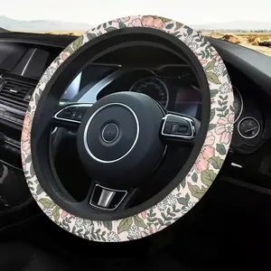 【！！Buy two get one free！！】Vibrant Floral Car Steering Wheel Cover, 15 Inch Universal Fit with Anti-Slip Elastic Grip, Suitable for Cars, SUVs & Trucks, Enhances Driving Comfort, Perfect Valentine’s Day Gift for Car Lovers & Automotive Decor Enthusiasts