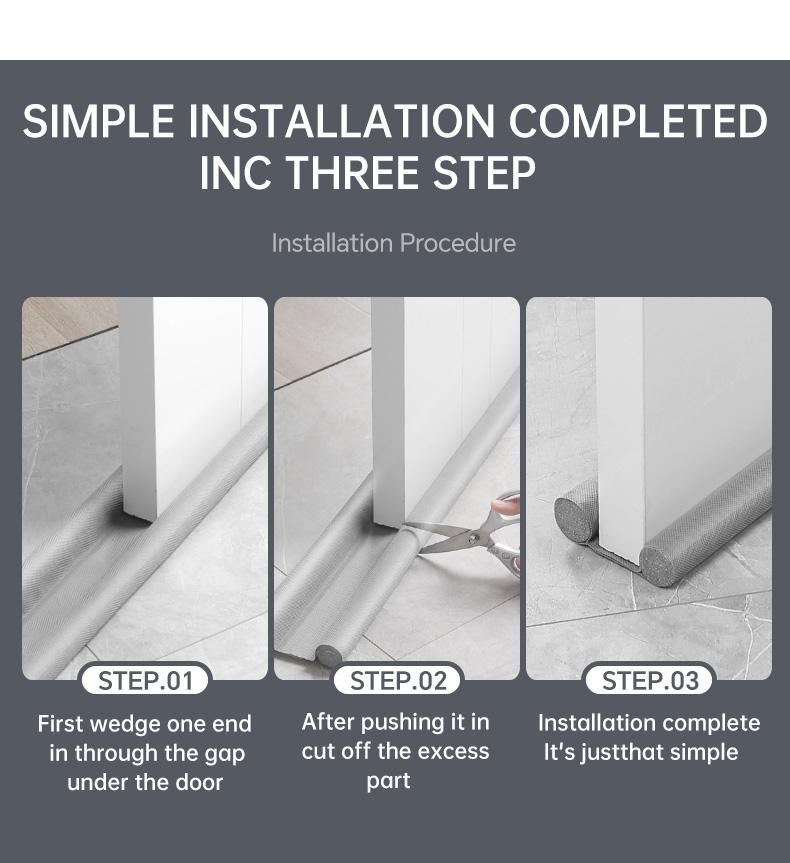 ZARIMI Door Bottom Sealing Strip 1 Count Adjustable Draft Stopper for 30-36 Inch Doors Noise Blocker Home Essentials Large Foam Size 2 Inches Diameter