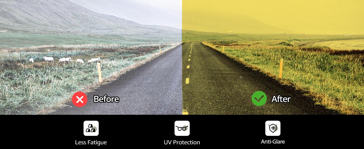 【Night Drivng Glasses】Myiaur Polarized Night Vision Glasses for Women, Anti Glare Driving Vision Glasses with Yellow Lens, UV400 Protection