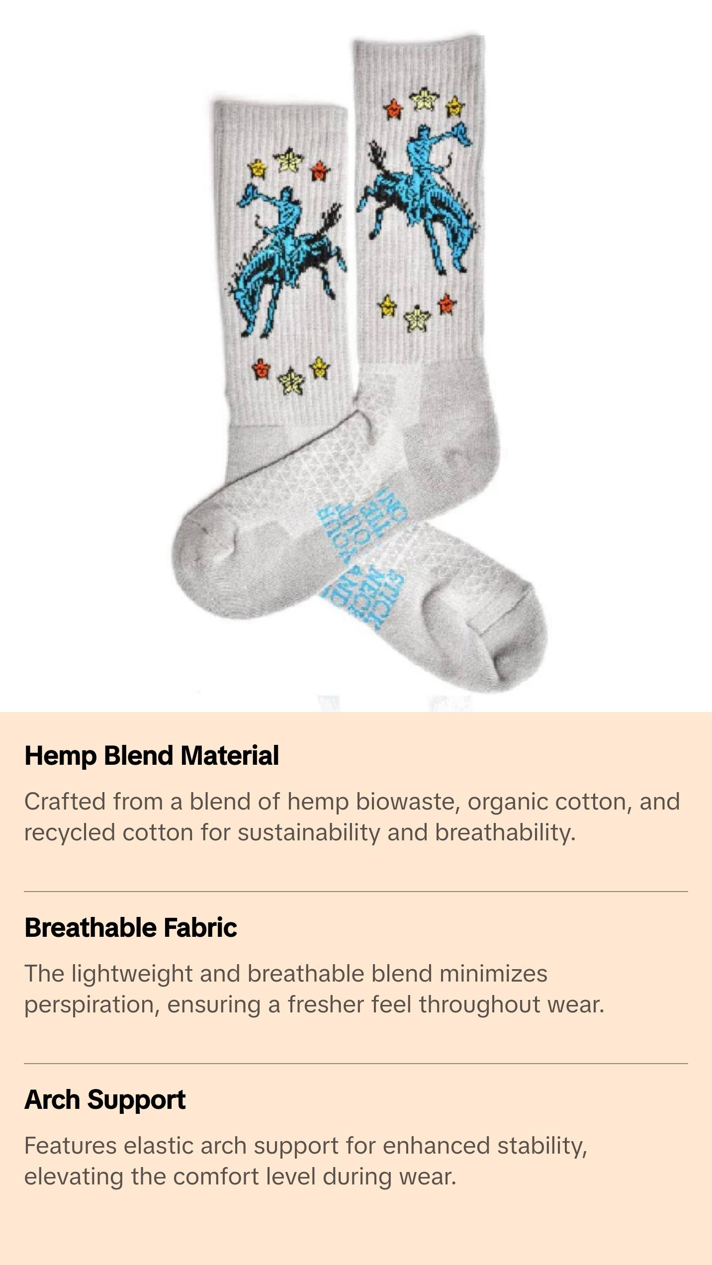 Lucky Chuck Fringe Long Live Grey Crew Socks