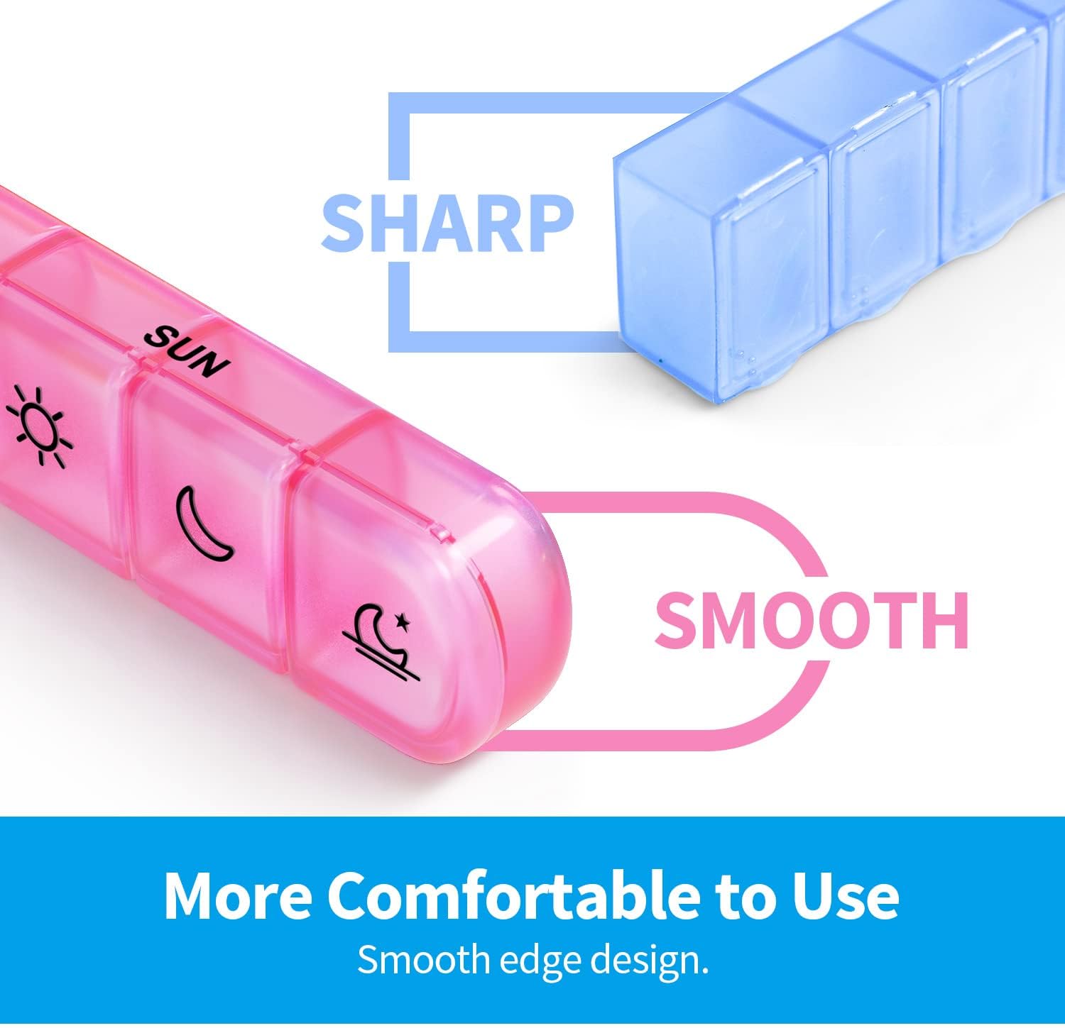 Pill Organizer 7 Day 4 Times a Day, Large Daily Travel Pill Box Case for Pills, Vitamins, Fish Oils, Supplements (Black)