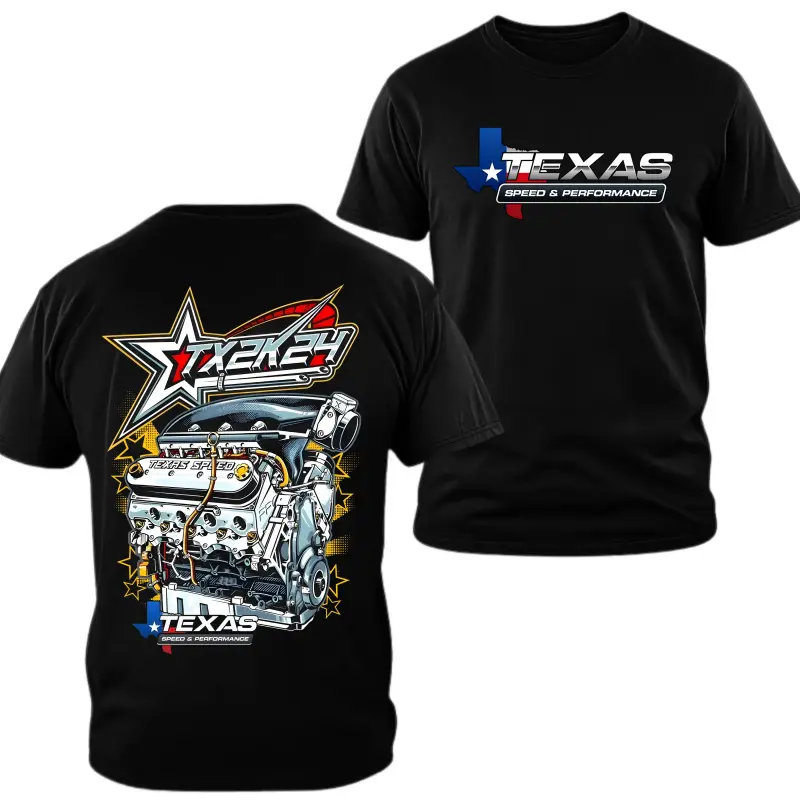 Texas Speed & Performance T-shirt, TX2K Turbo Engine Graphic, 2 Sides, Soft Cotton Shirt, Drag Racing Performance Apparel for Men & Women tiktokshopspringglowup