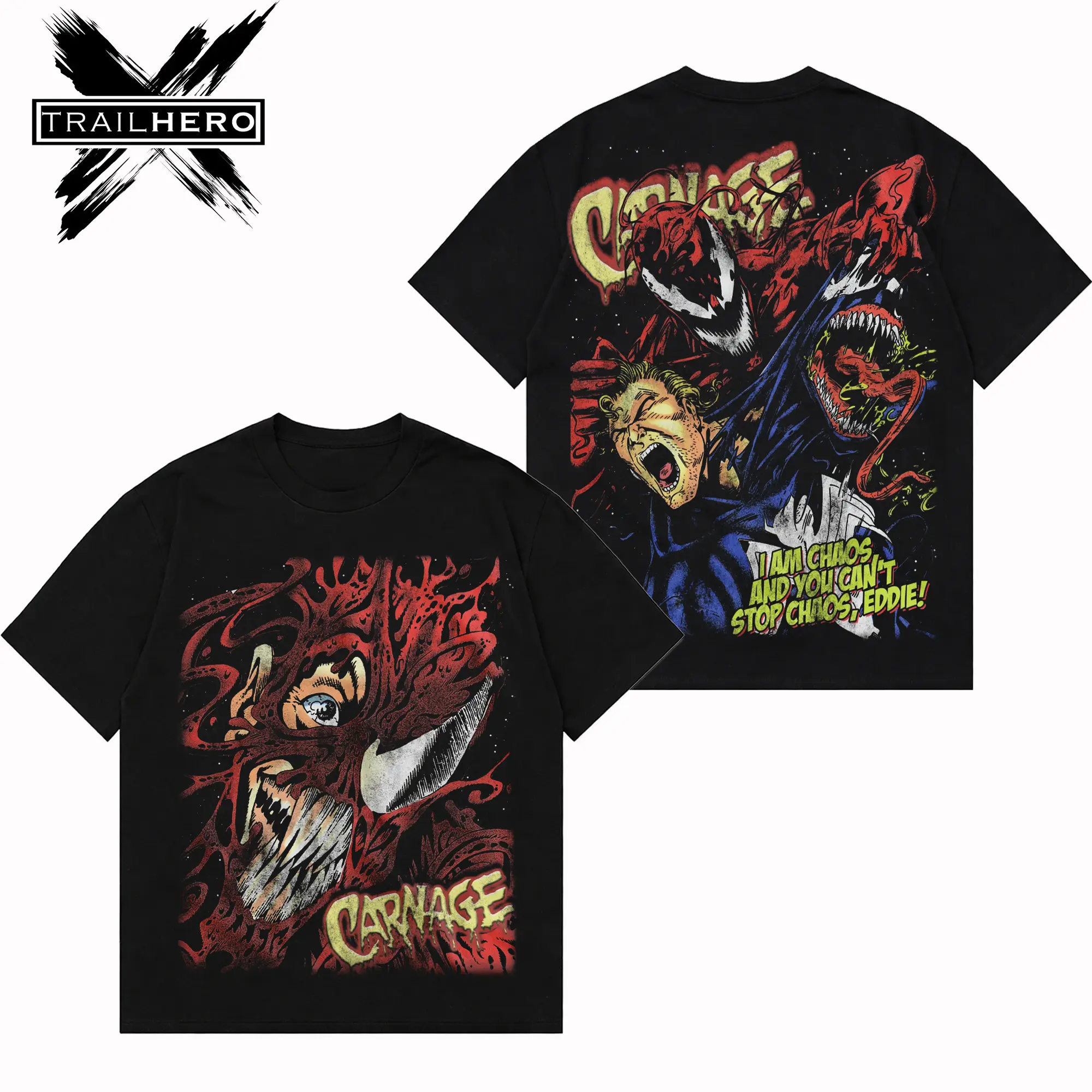 TRAIL HERO - CARNAGE Premium Acid Washed Hoodie T-Shirt, En Sabah Nur Hoodie Shirt, Character Comics Fans Shirt, Superhero Washed Shirt, Comic Book Fans T-Shirt, Superhero Graphic Tee Cotton