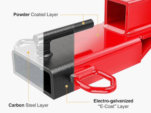 Nilight Forklift Trailer Hitch Attachment Fits 2 Inch Receiver Clamp on Pallet Fork Trailer Towing Adapter with Safety Chain & 5/8” Hitch Pin Clip Red