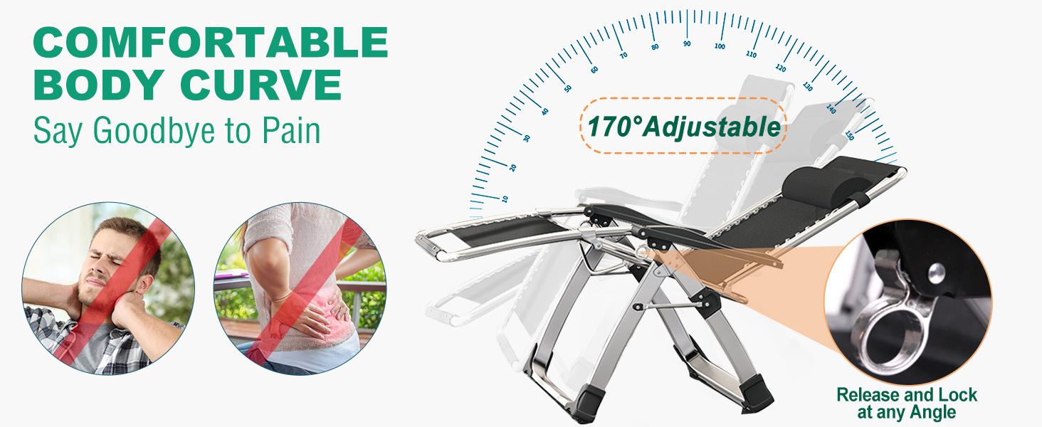 【Summervibes】Lilypelle XL Zero Gravity Chair, Oversized XL Folding Reclining Lounge Chair with Removable Cushion & Tray for Indoor and Outdoor, Patio Recliner Folding Reclining Chair