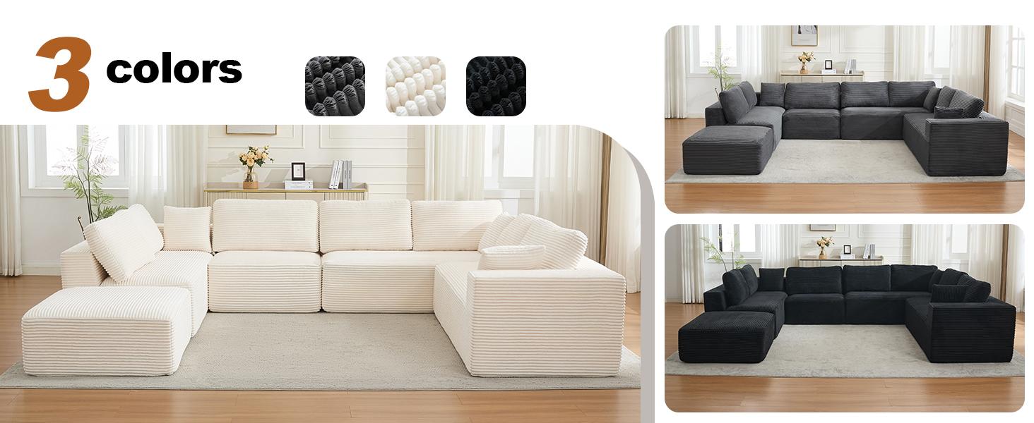 Modular Sectional Cloud Couch for Living Room,Modern Boneless Couche Set with Plush Corduroy,Comfy Floor Sofa with Memory Foam,Stupendous U Shaped Sofa with Chaise,No Assembly Required Modular Sectional Cloud Couch for Living Room,Modern Boneless Couche Set with Plush Corduroy,Comfy Floor Sofa with Memory Foam,Stupendous U Shaped Sofa with Chaise,No Assembly Required