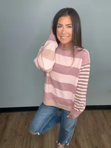 Striped Pink And Mauve Sweater
