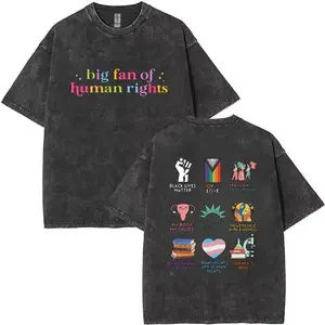 Human rights advocate washed cotton T-shirt, human rights themed washed cotton T-shirt