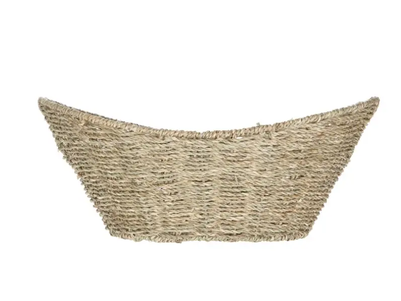 Natural Seagrass Oval Storage Basket with Cutout Handles