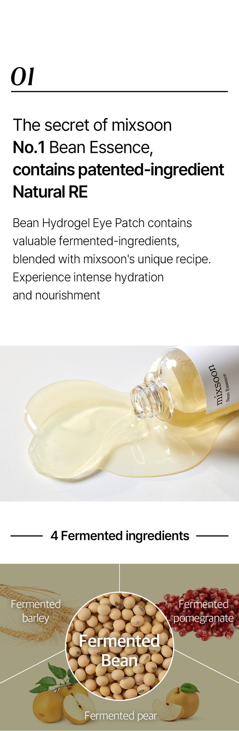 [mixsoon Official Shop] Bean Hydrogel Eye Patch 30 pairs (60ea) - Nutritional patches that brighten the dark under-eye area, Korean Skincare for Glass Skin