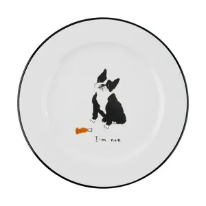 POLAATHOME French Bulldog Ceramic Plate - 18cm Ins Style Korean Mummur Dinnerware POLAATHOME French Bulldog Ceramic Plate - 18cm Ins Style Korean Mummur Dinnerware