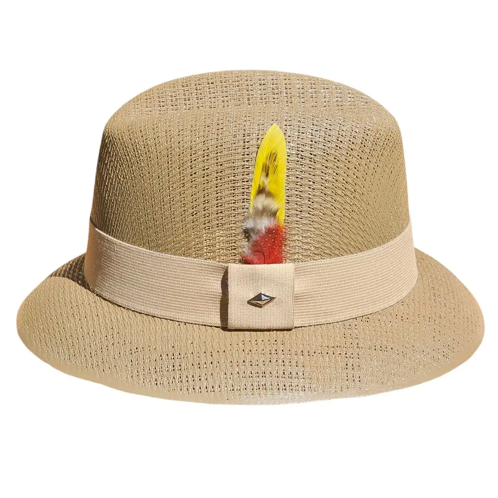 Lowriding Chicano Mocha OG Lowrider Derby Hat with Handmade Flex Fit & Feather Accent for Special Occasions Comfortable Versatile Accessory