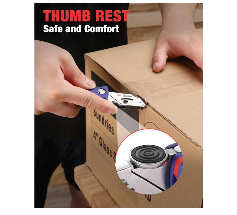 WORKPRO Folding Utility Knife, Quick-Change Box Cutter, Blade Storage in Handle with 5 Extra Blades Included