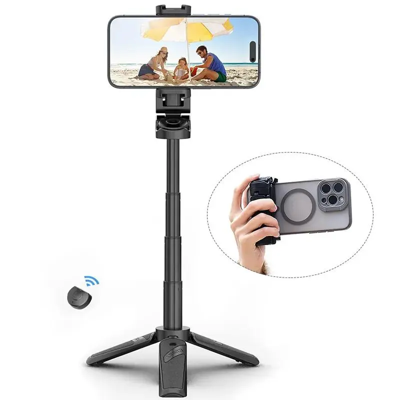 ULANZI JJ02 3-in-1 Smartphone Selfie Stick Tripod - Extendable Grip, Detachable Remote, Pocket-Sized, 2 Cold Shoes, 10m Wireless Shutter for Content Creator Vlog Livestreaming, Lightweight Flexible Tripod Selfie Accessories, Contentcreator, Cellphone