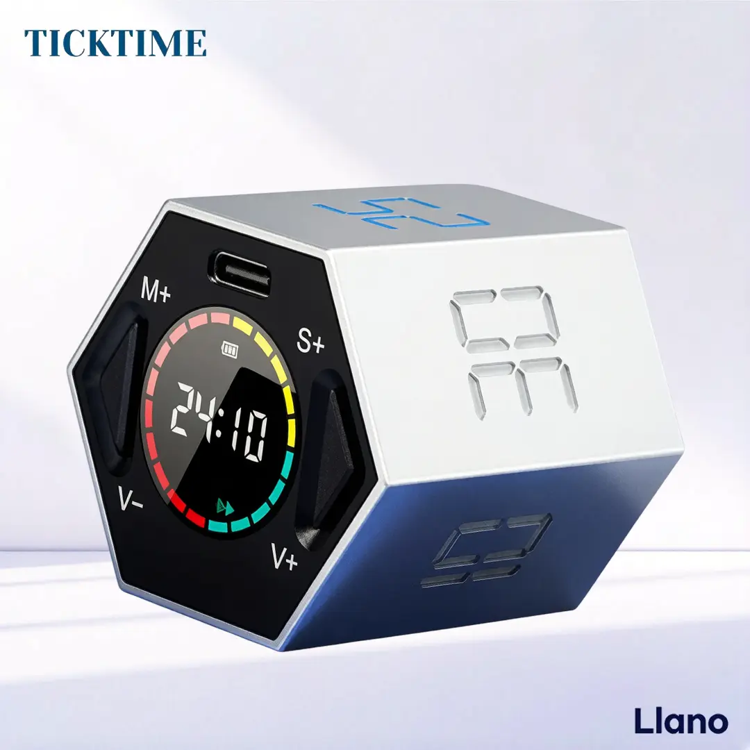 Portable Kitchen Utensils Ticktime Pomodoro Timer Cube - Rechargeable, Adjustable ADHD Focus Timer with Pause & Resume, Silent & Sound Alert, Custom 3/5/10/15/25/30 Min Countdown, Rechargeable Timer,back to school,back to school haul
