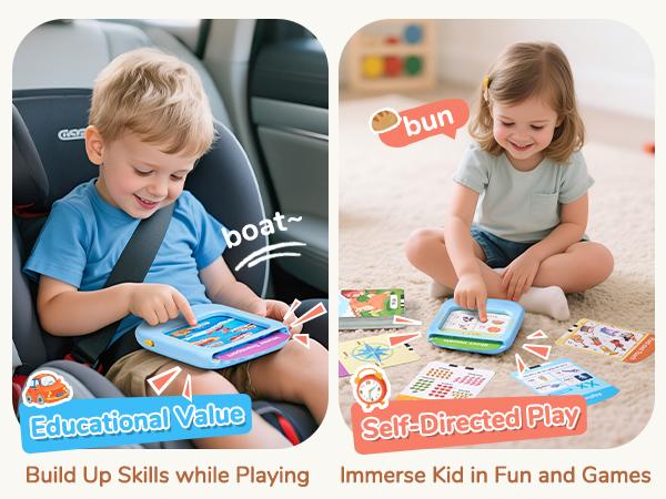 JoyCat Learning Tablet for Kids, Educational Learning Pad to Learn Alphabet Phonics Words Numbers Music Animals, Talking Flash Cards, Autism Sensory Toys, Phonics Flashcards