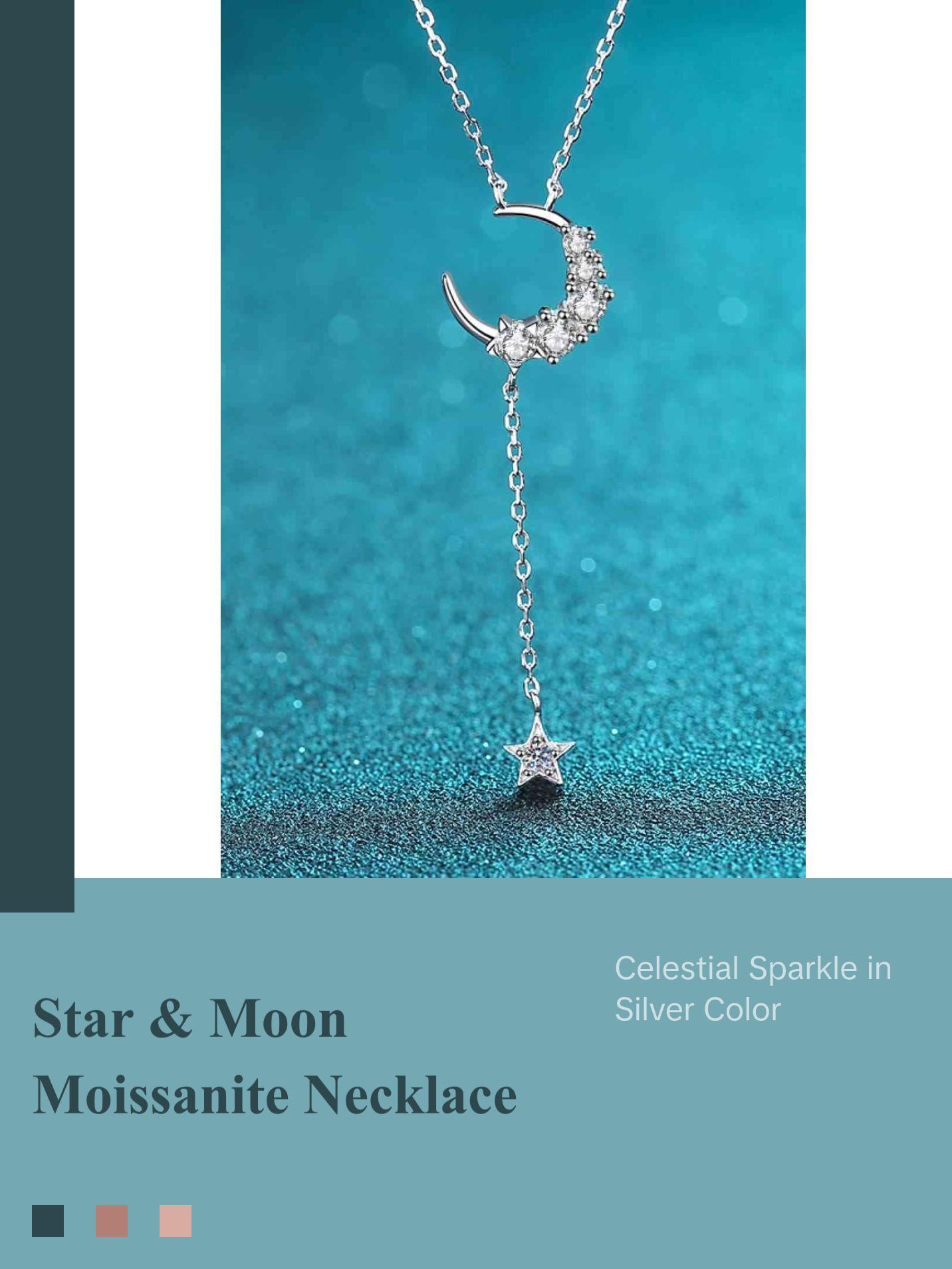 Star & Moon Moissanite Necklace
