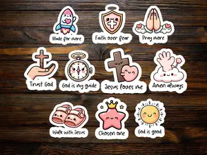Cute Christian Stickers | Faith Sticker Pack | Bible Journaling Stickers | Christian Planner Stickers | Religious Gift Set