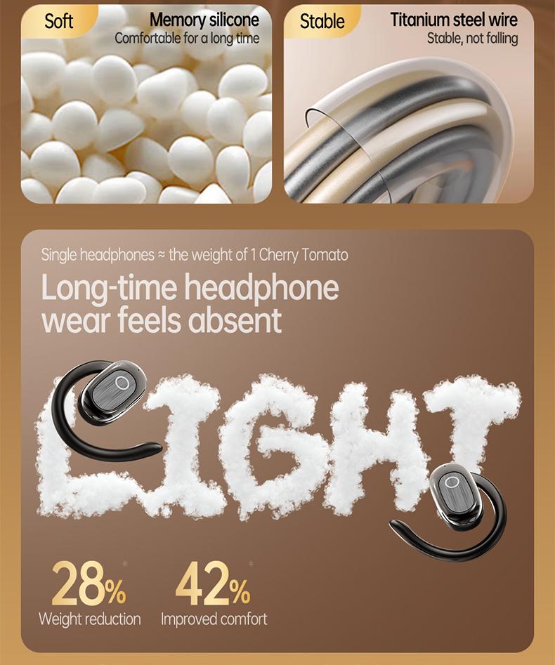 Acer OHR553 Wireless Open-Ear Headphone, Fashionable Earbuds, Wireless Gaming Earphones, HIFI Sound Quality Music Headset for Gaming Travel Sports Built-in Mic, Electronic Audio & Video Black