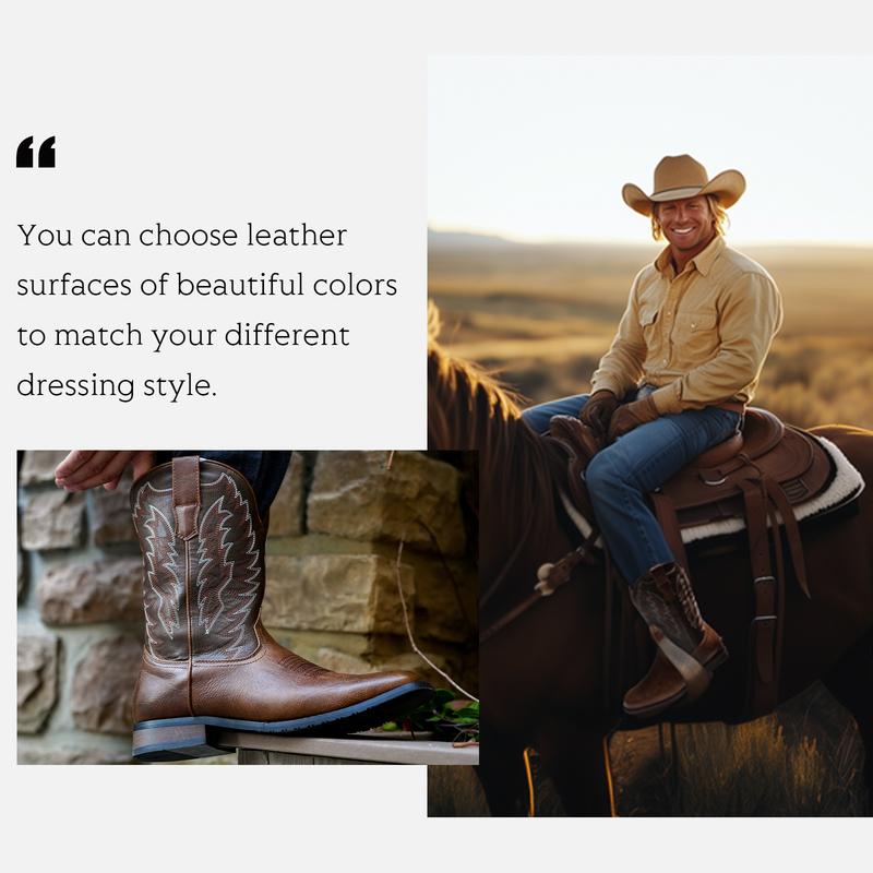 IUV Cowboy Boots For Men With Square Toe Retro Western Boots With Embroidered, Slip Resistant,Chunky Heel Ankle boots,Comfortable Shoes,Footwear Walking shoes IUV Cowboy Boots For Men With Square Toe Retro Western Boots With Embroidered, Slip Resistant,Chunky Heel Ankle boots,Comfortable Shoes,Footwear Walking shoes