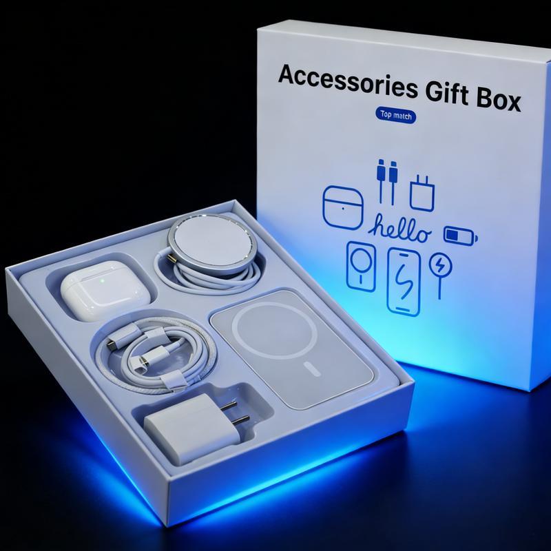 Upgraded 6-in-1 Magnetic Charging & Audio Kit – 20W Fast Charge Power Bank, Wireless Charger, Bluetooth 5.3 Earbuds, Type-C & Lightning Cables, Adapter, Enhanced Magnetic Ring, All-in-One Travel Set for Android & iOS Devices,Gift Box Upgraded 6-in-1 Magnetic Charging & Audio Kit – 20W Fast Charge Power Bank, Wireless Charger, Bluetooth 5.3 Earbuds, Type-C & Lightning Cables, Adapter, Enhanced Magnetic Ring, All-in-One Travel Set for Android & iOS Devices,Gift Box