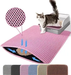 Cat Litter Mat Double Layer Pet Non Slip Big Pet Litter Box Filter Matwear Resistant Waterproof Anti-Slip Cat Litter Mat NONE