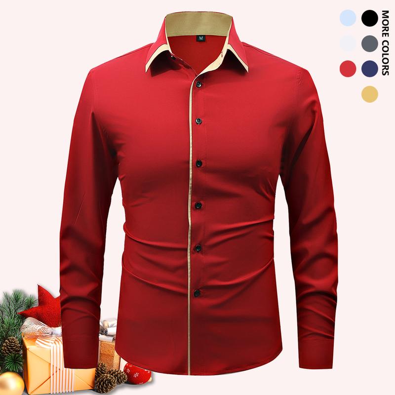Pack of 5 Men's Business Casual Shirts - Solid Long Sleeve Button Up Shirt, Front Lapel Long Sleeve, Regular Length, Suitable for Four Seasons Office and Commuter Wear, Available in Multiple Colors